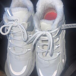 White Faux-Fur Lined Women's Ankle Boot Sneakers